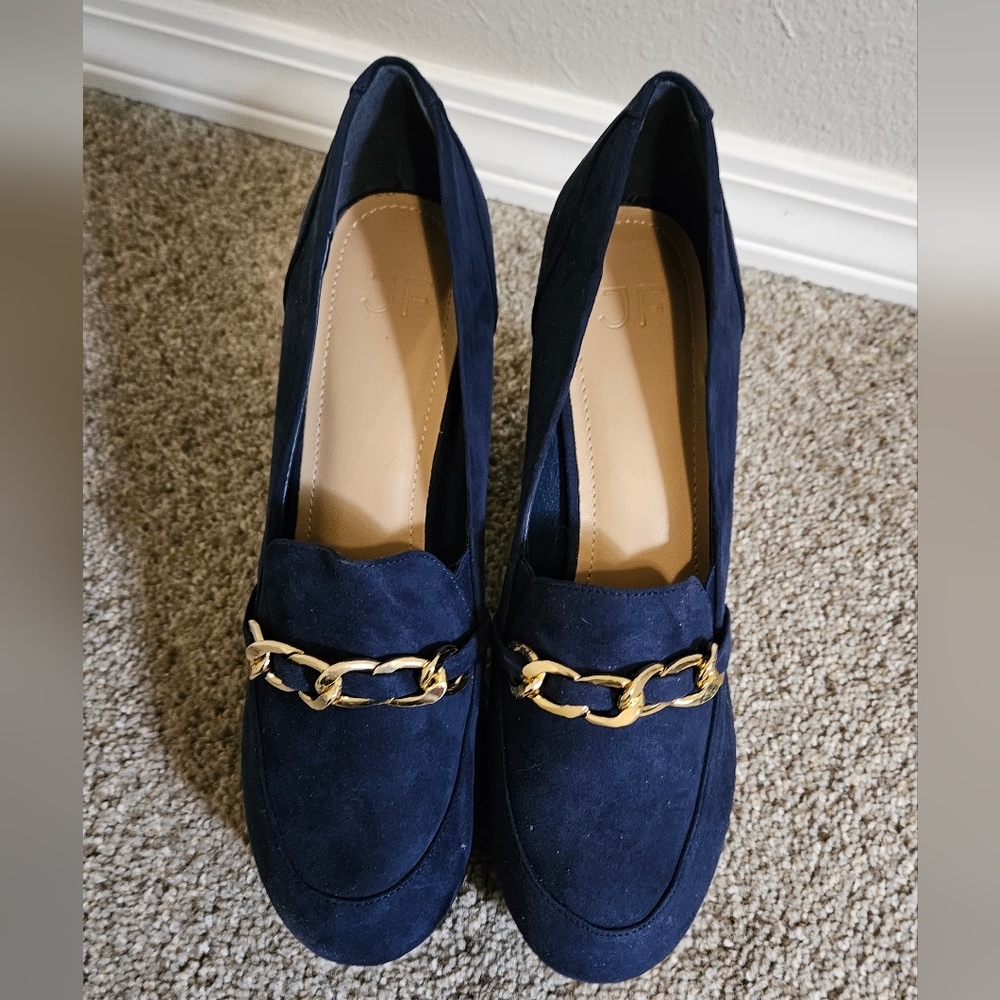 JUSTFAB  Adele Chain Detail Platform Pump - nice blue